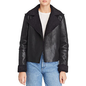 NWOT VIGOSS Faux Shearling Open-front Jacket In Black Size Medium